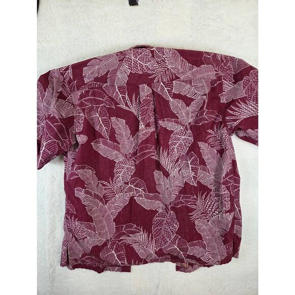 Cooke Street Men's Hawaiian Cotton Short Sleeve Button Up Shirt Burgundy Large - Picture 5 of 6